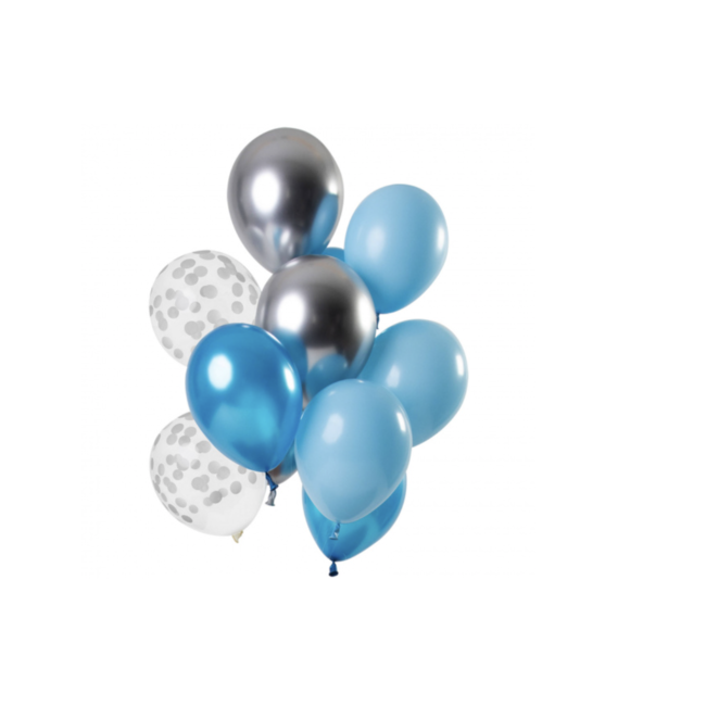 Feestartikelen Ballonnen mix blauw - zilver