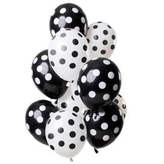 Feestartikelen Ballonnen stippen zwart - wit
