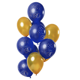 Feestartikelen 30 jaar ballonnen blauw - goud