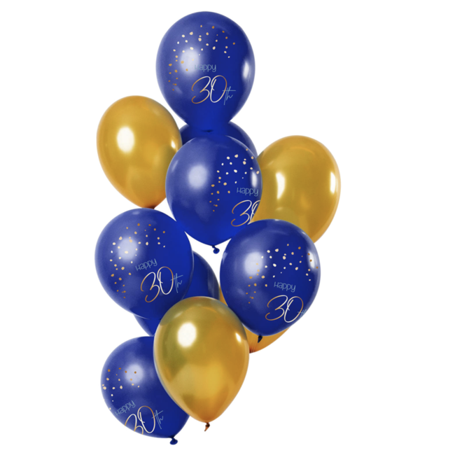 Feestartikelen 30 jaar ballonnen blauw - goud