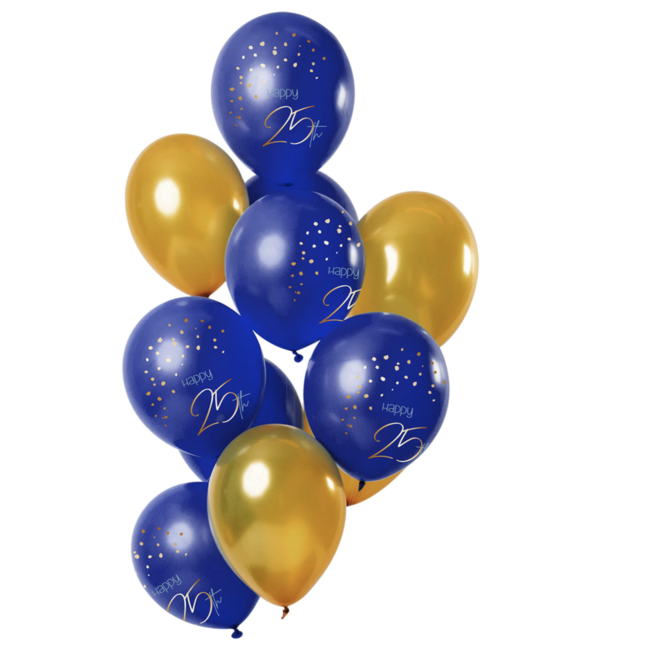 Feestartikelen 25 jaar ballonnen goud - blauw