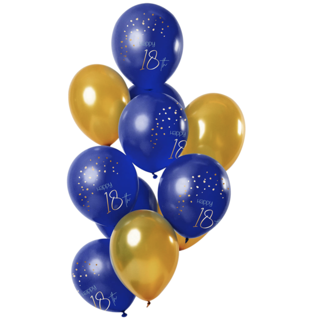 Feestartikelen 18 jaar ballonnen blauw - goud
