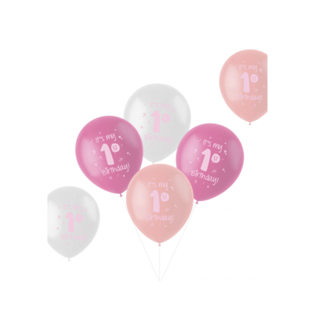 Feestartikelen It's my 1st birthday ballonnen roze