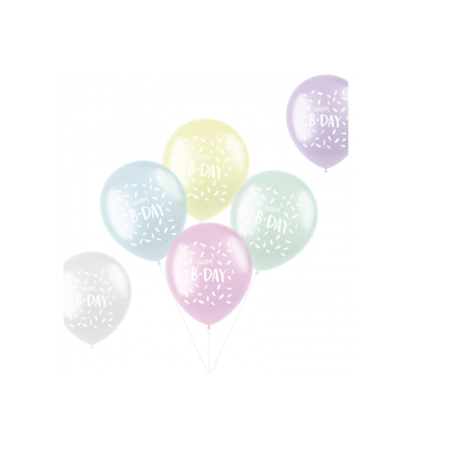 Feestartikelen Happy Bday ballonnen pastel