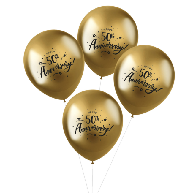 Feestartikelen 50 jaar getrouwd ballonnen goud chroom