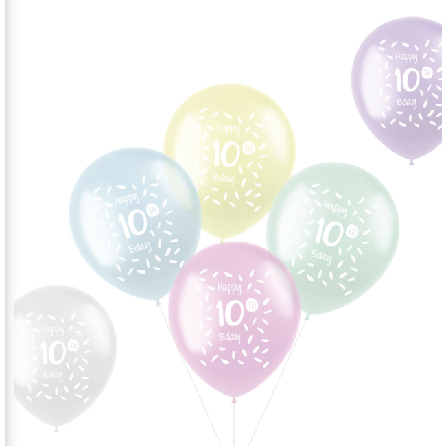 Feestartikelen 10 jaar ballonnen pastel
