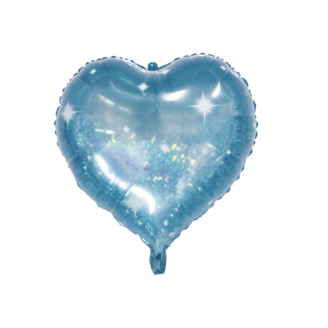 Feestartikelen Hart ballon 61 CM blauw glitter