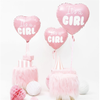 Feestartikelen it's a girl pastel roze hart ballon