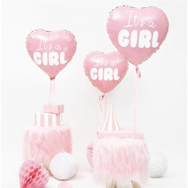 Feestartikelen it's a girl pastel roze hart ballon