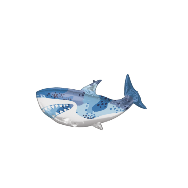 Feestartikelen Haai folie ballon blauw - wit