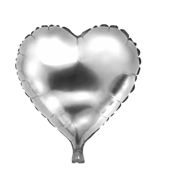 Feestartikelen Hart ballon zilver 46 CM