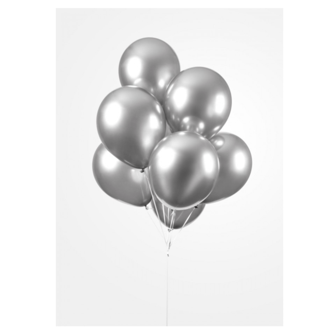 Feestartikelen Metallic chroom zilver ballonnen 25 ST