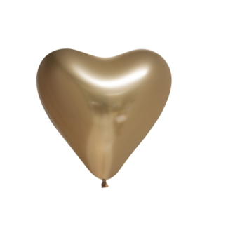 Feestartikelen Hart ballonnen set metallic goud 20 ST