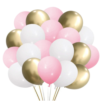 Feestartikelen Ballonnen mix roze - goud