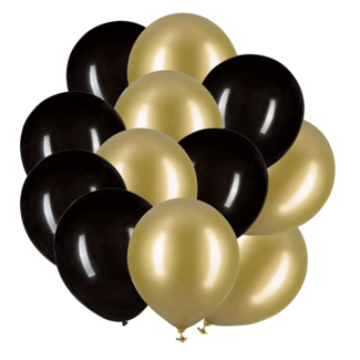 Feestartikelen Ballonnen goud - zwart