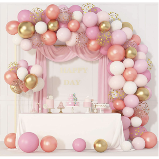 Feestartikelen Ballonnen boog roze - blush