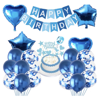Feestartikelen Happy birthday feest set blauw