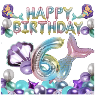 Feestartikelen Happy birthday feest set mermaid shine