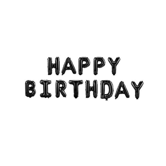 Feestartikelen Happy birthday folie ballonnen zwart