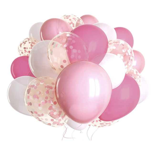 Feestartikelen Ballonnen mix roze confetti