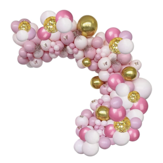 Feestartikelen Ballonnen boog metallic roze - goud