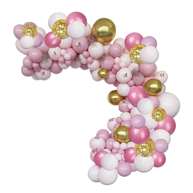 Feestartikelen Ballonnen boog metallic roze - goud