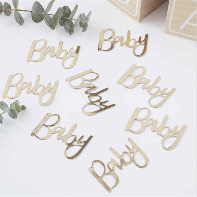 Feestartikelen baby confetti goud