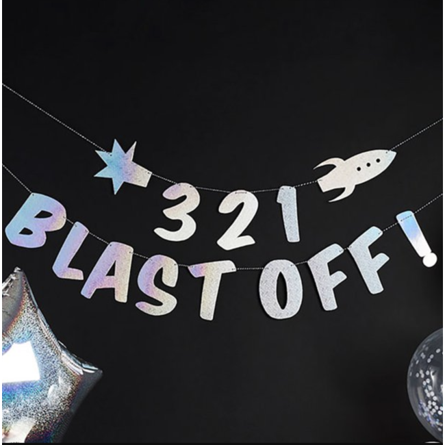 Feestartikelen Space party slinger zilver