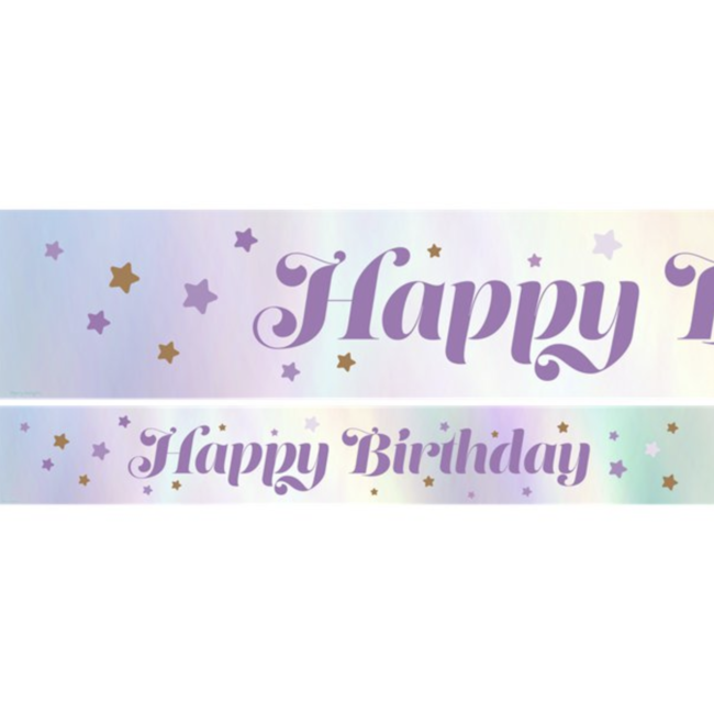 Feestartikelen Happy birthday streamer paars - mint