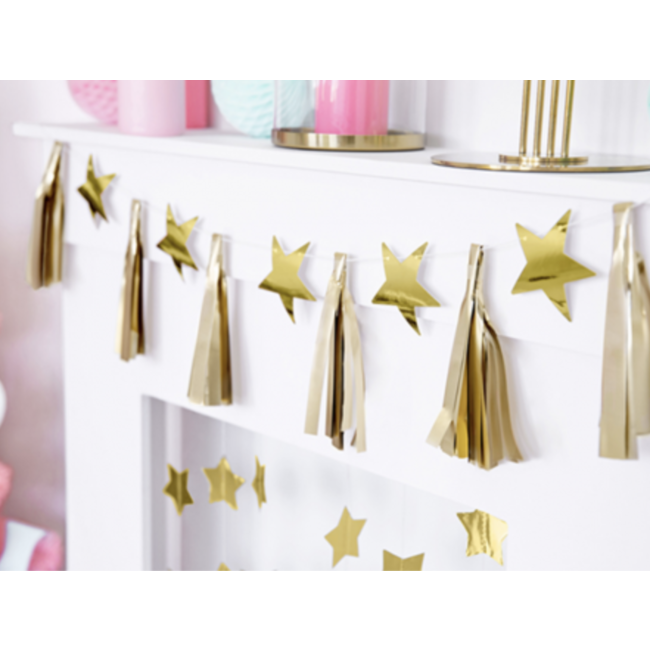 Partydeco Tassel garland goud - ster