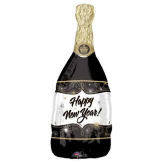 Feestartikelen Champagne fles zwart ballon