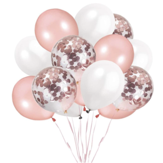 Feestartikelen Rosé - roze confetti ballonnen mix