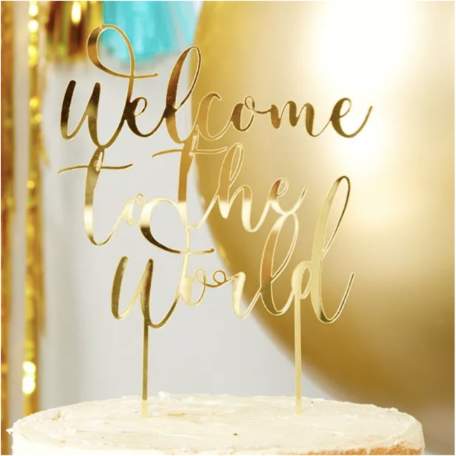 Party items Welcome to the world taart topper