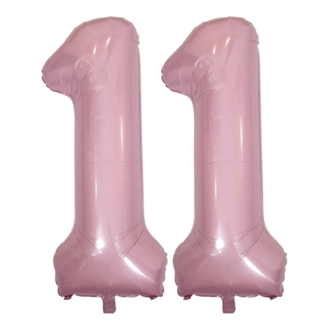 Party items Cijfer ballonnen pastel roze 11
