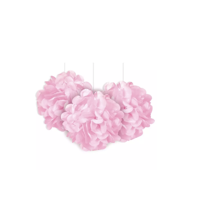 Party items pompoms licht roze 3 ST