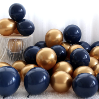 Party items Navy blauw - goud ballonnen