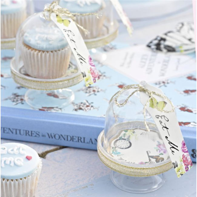 Feestartikelen Alice in Wonderland cupcake bellen (glas) 6 stuks