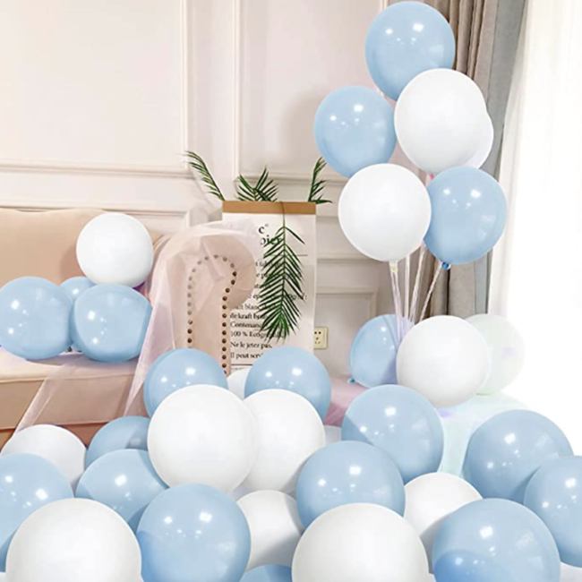 Feestartikelen Alice in wonderland ballonnen wit - blauw