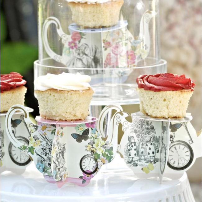 Feestartikelen Alice in wonderland theepot cupcake houders