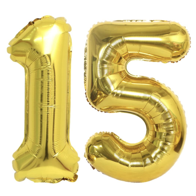 Party items 15 jaar cijfer ballon 2 ST