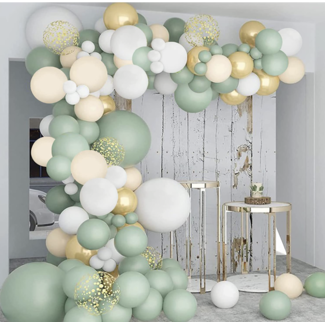 Party items Ballonnen boog nude groen - wit - goud