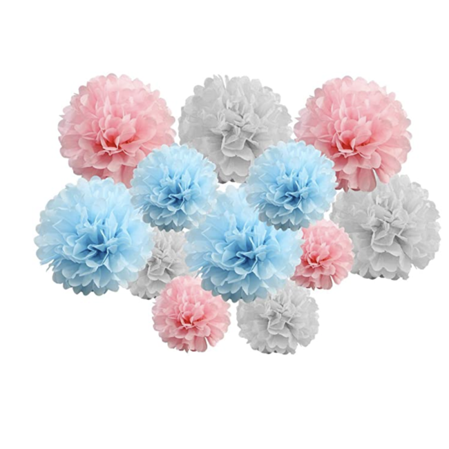 Party items Pompom set gender reveal