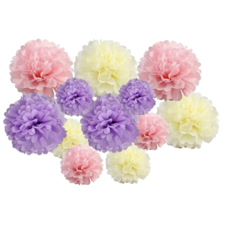 Party items Pastel mix pompoms