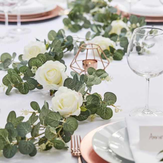 Party items Eucalyptus Witte Rozen Slinger