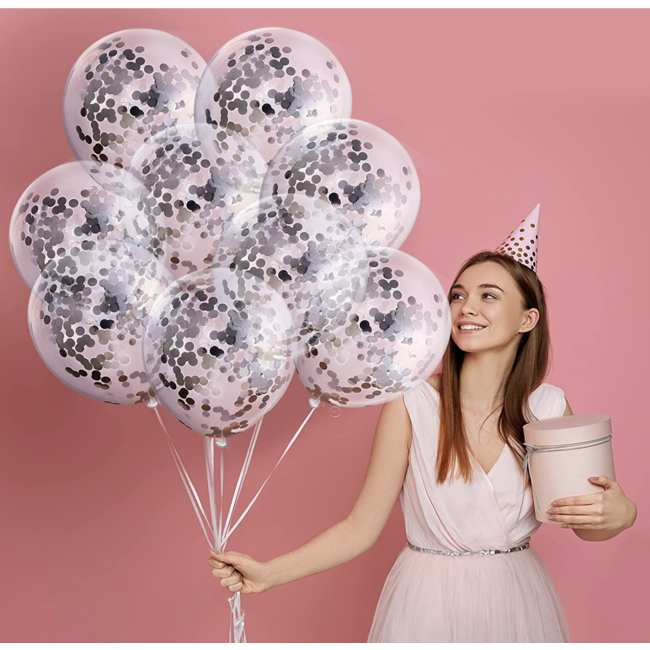 Party items Confetti ballonnen zilver 20 ST