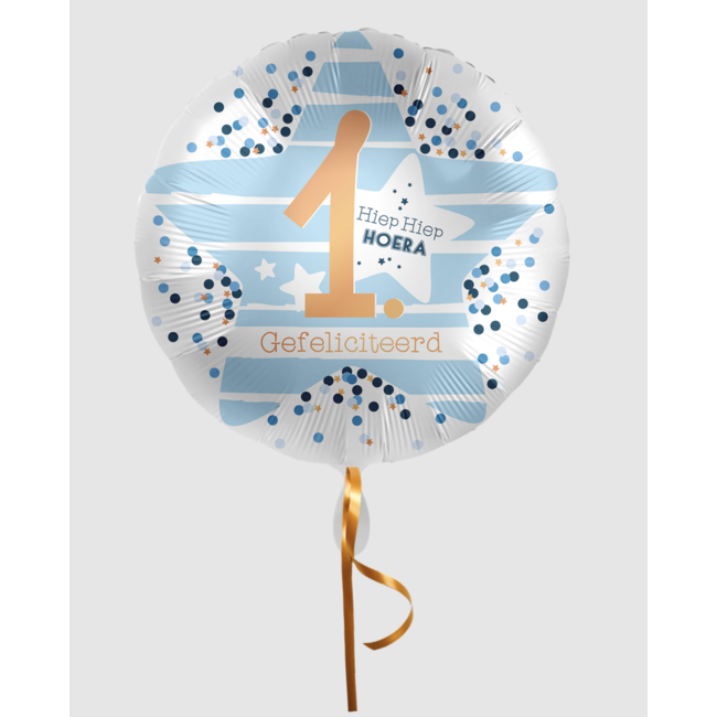 Feestartikelen 1 jaar folie ballon blauw - wit