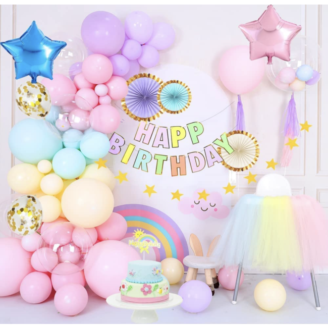 Party items Pastel versiering set happy birthday