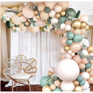Party items Ballonnen boog salie groen - blush - goud