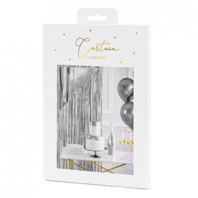 Partydeco Glitter deur gordijn zilver