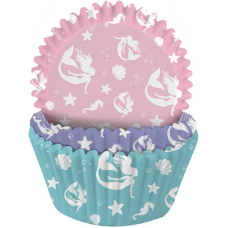 Feestartikelen Zeemeermin cupcake papiertjes